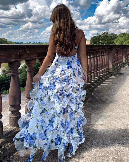 Uri | Vestido Midi Floral con Fruncidos
