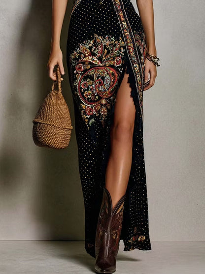 Vestido Estampado Bohemio con Escote Profundo en V