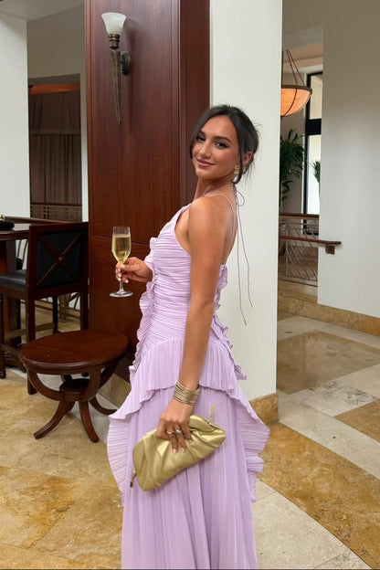 Eliza | Vestido maxi elegante con volantes para mujer
