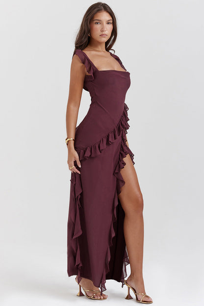 Vestido Largo Amira - Ciruela oscuro
