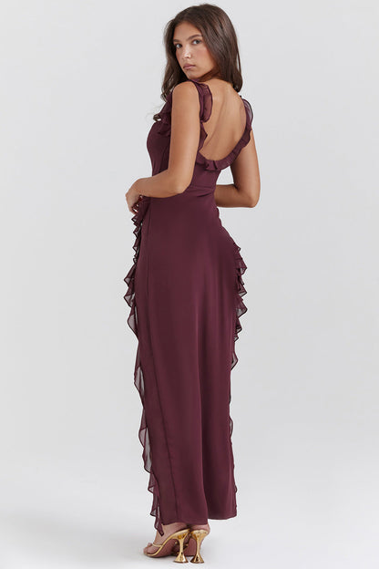 Vestido Largo Amira - Ciruela oscuro