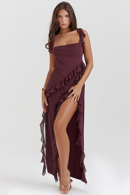 Vestido Largo Amira - Ciruela oscuro