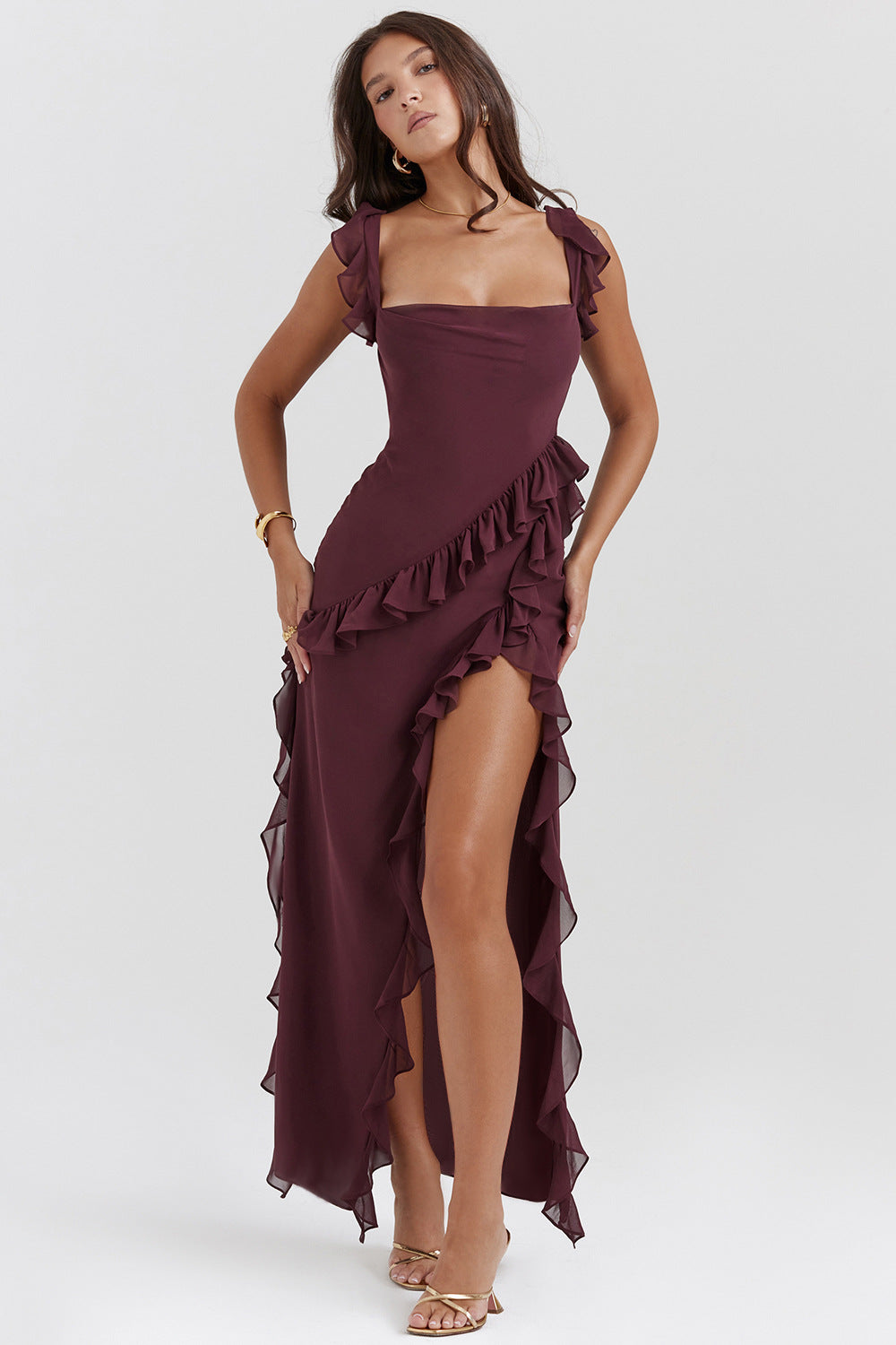 Vestido Largo Amira - Ciruela oscuro