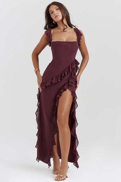 Vestido Largo Amira - Ciruela oscuro