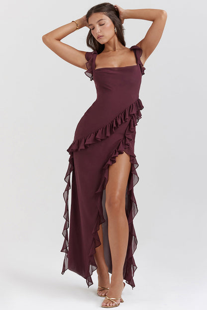 Vestido Largo Amira - Ciruela oscuro
