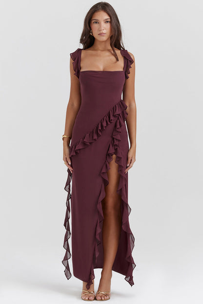 Vestido Largo Amira - Ciruela oscuro