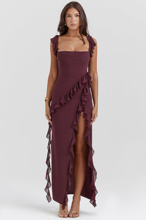 Vestido Largo Amira - Ciruela oscuro