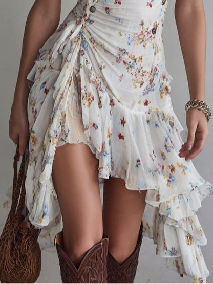 Vestido Mini de Viscosa con Tirantes Finos