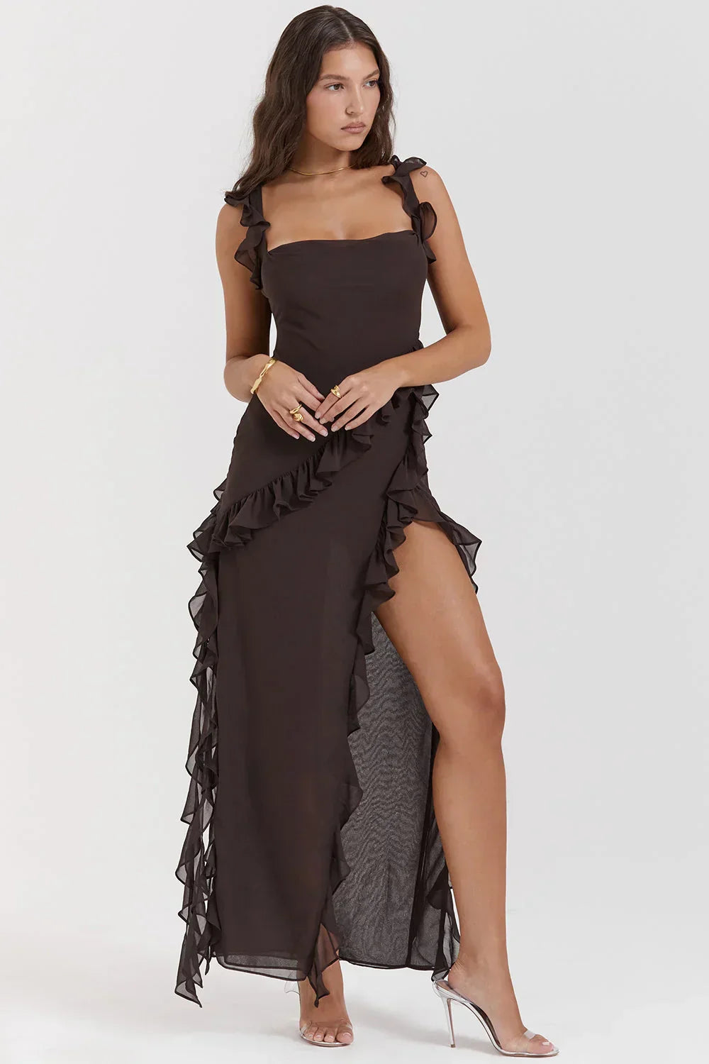 Ariela | Vestido Largo Con Volantes