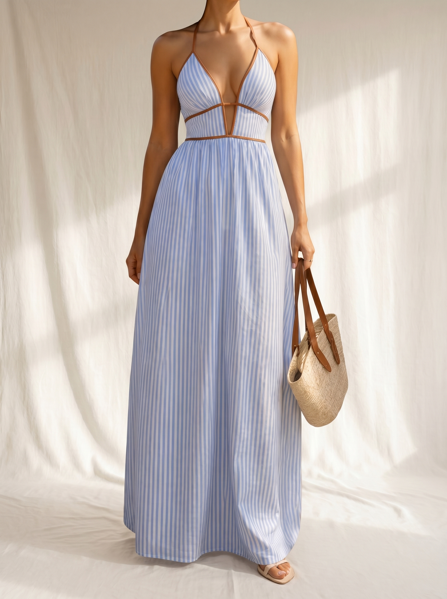 Laurina | Abito Lungo a Righe con Scollo cut-out