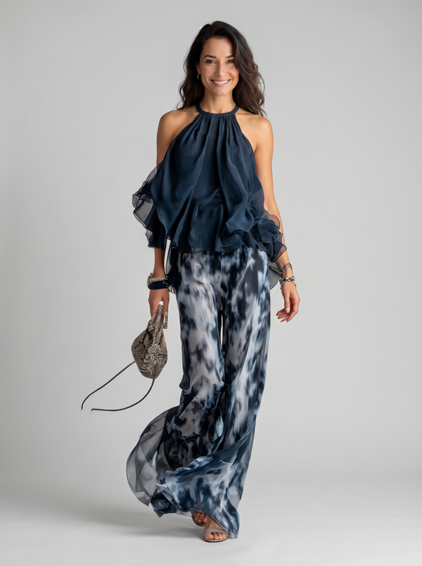 Élise | Conjunto elegante y ligero con top fluido y pantalones anchos